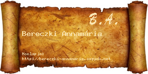 Bereczki Annamária névjegykártya